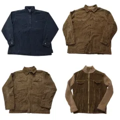 古着卸 まとめ売り コーデュロイ ジャケット 4枚セット (メンズ L /XL ) 切り替え シャツジャケット ハーフジップ 中古 古着 NC7122