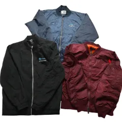 古着卸 まとめ売り MA-1型 ジャケット 3枚セット (メンズ XL ) 企業 ブルゾン ネイビー ブラック 中古 古着 NC7143