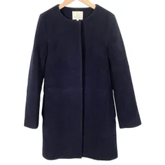 B&Y ユナイテッドアローズ BEAUTY&YOUTH ビューティー&ユース ノーカラーコート 長袖 アンゴラ混 ウール 紺 ネイビー S