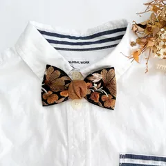 【匿名配送】キッズ蝶ネクタイ　インド刺繍リボン　黒　七五三　結婚式　発表会　卒園式　入学　記念写真