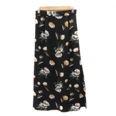 ビス ViS タイトスカート ロング丈 マキシ丈 花柄 F マルチカラー 黒 ブラック /YK8