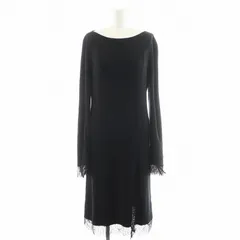 アディアム ADEAM ニットワンピース リブ ロング丈 長袖 レース切替 絹