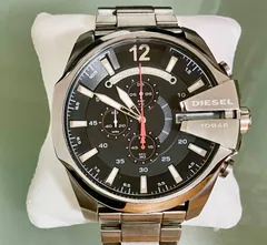 ★稼働品★DIESEL ディーゼル★DZ-4308★MEGA CHIEF メガチーフ★クロノグラフ★QZ★黒文字盤★メンズ腕時計★