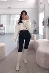 アイボリー クロップド ファー ジャケット