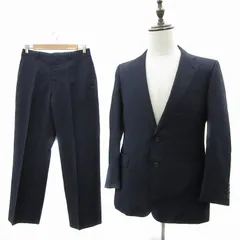 バーバリーズ Burberrys スーツ セットアップ 上下 テーラードジャケット ミドル丈 シングルボタン スラックスパンツ ロング丈 無地 紺 ネイビー /YS19 ■GY53