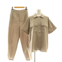 グリーンレーベルリラクシング ユナイテッドアローズ green label relaxing セットアップ 半袖シャツ テーパードパンツ 38 ベージュ /DO ■GY57