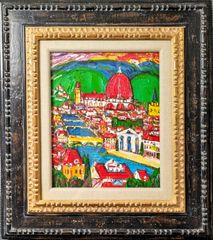 真作オリジナル原画 鈴木マサハル作 希少フィレンツェ 油彩【FIRENZE