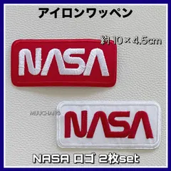 2枚setアイロンワッペン◇NASA◇ロゴ◇赤◇白◇宇宙◇刺繍ワッペン◇スペース