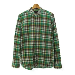 ビームス プラス 長袖シャツ トップス チェック柄 マドラス生地 日本製 メンズ Mサイズ 緑×茶 BEAMS PLUS 【中古】