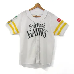 マジェスティック 半袖シャツ トップス 福岡ソフトバンクホークス 野球 ユニフォーム メンズ Lサイズ 白×黒×黄 majestic 【中古】