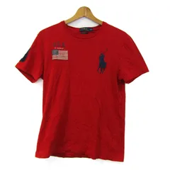 ポロラルフローレン 半袖Ｔシャツ トップス カスタムフィット ビッグポニーロゴ メンズ Mサイズ 赤×紺 POLO RALPH LAUREN 【中古】