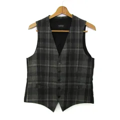 バーバリーブラックレーベル ベスト ジャケット アウター ジレ チェック柄 メンズ Lサイズ グレー×黒 BURBERRY BLACK LABEL 【中古】