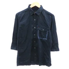 コムサイズム COMME CA ISM カジュアルシャツ 七分袖 無地 M 紺 ネイビー /YK3 ■MO