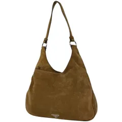 プラダ PRADA ロゴプレート ショルダーバッグ 肩掛け ショルダーバッグ スエード ブラウン レディース 【中古】