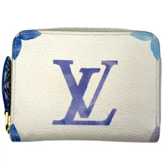ルイ・ヴィトン Louis Vuitton ジッピー コインパース カードケース ラウンドファスナー バイ ザ プール  コインケース モノグラムジャイアント ホワイト ブルー M82417  レディース 【中古】