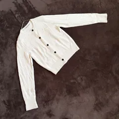 【Mardi Mercredi】ワンポイント入りニットカーディガン/フリーサイズ/ホワイト/ラクーン・ウール・ナイロン