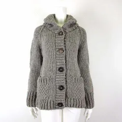 アメリカンラグシー AMERICAN RAG CIE navasana ナバアサナ ペルー製 ニット カーディガン カウチンセーター 羊毛 ウール 長袖 ショールカラー F グレーベージュ グレージュ