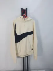 ナイキ ビックスウォッシュ フードTシャツ ハーフジップ ココナッツミルク アイボリー/ブラック m