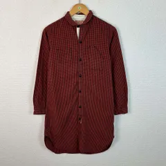 BEAMS BOY ビームスボーイ シャツワンピース 丸襟 総柄 レッド レディース 古着 ワーク系　アメカジ