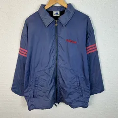 adidas アディダス ナイロンジャケット フルジップ ロゴ刺繍 ネイビー S-Mサイズ メンズ 古着 スポーツMIX