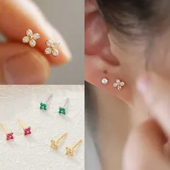 ピアス レディース 18金 コーディング 花 小さめ ゴールド スワロフスキー ジルコニア採用 アレルギー対応 ポイント消化 大人 可愛い