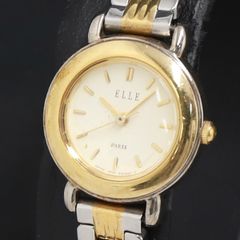ELLE レディース用クォーツ腕時計.特徴的なゴールドのチェーン 