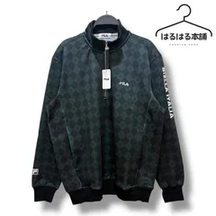 訳あり／B級品／未使用／タグ付き／FILA／フィラ／メンズ／ゴルフ／スポーツ／ウェア／長袖／総柄／派手／ハーフジップ／トップス／高級感／上品／緑／グリーン／L／3L