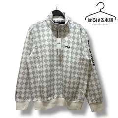 未使用／タグ付き／FILA／フィラ／メンズ／ゴルフ／スポーツ／ウェア／長袖／総柄／派手／ハーフジップ／トップス／高級感／上品／白／ホワイト／グレー／灰色／L／3L