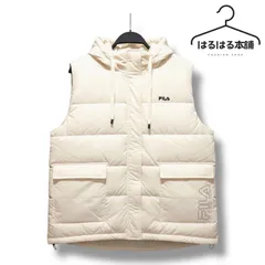 未使用／タグ付き／FILA／フィラ／アイボリー／ノースリーブ／中綿ベスト／ビッグポケット／秋冬／暖か／高級感／上品／フード付き／LL
