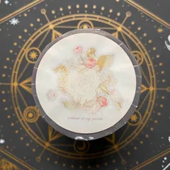 【9019】海外　マステ　10.22m巻　水晶PETマスキングテープ　バラ　ピンク　お花系