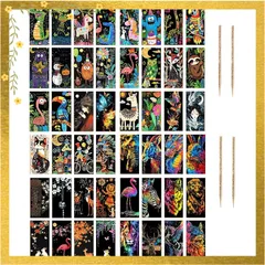 【迅速発送】siawadeky スクラッチアート 4組 合計48枚 かわいい 動物 恐竜 ユニコーン ウサギ ねこ 塗り絵 スクラッチペン付き 削り絵 スクラッチシート 暇潰しグッズ 夜景効果 お絵描きアート DIY 飾り インテリア 絵 大人 子供 プレ