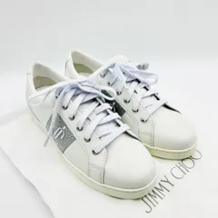 新品未使用 J IMMY CHOOジミーチュウ レザースニーカー ローカットスニーカー 本革 JCロゴ グリッター ラメ ホワイト 37 保存袋