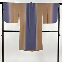 【美品】 道行 身丈109.5cm 裄丈67.5cm L 和装コート 角衿 縦ぼかし 縮緬 青紫 正絹 名品 【中古】