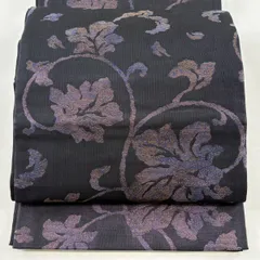 【美品】 袋帯 名品 花唐草 墨色 六通 正絹 【中古】