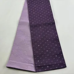 【美品】半幅帯 優品 幾何学 箔 紫 化繊 【中古】