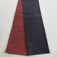 【美品】半幅帯 優品 花 黒 化繊 【中古】