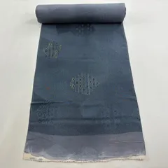 反物 優品 羽尺 羽織 和装コート 草花 菱 青灰色 正絹 【中古】