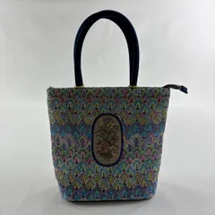 【美品】 和装バッグ 優品 カジュアル 幾何学模様 灰色 正絹 和装小物  【中古】