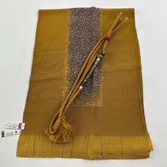 【美品】 和装セット 優品 帯締め帯揚げ2点セット 幾何学模様 山吹茶色 正絹 和装小物  【中古】