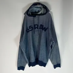 2XL G-STAR RAW パーカー デニム風 刺繍ロゴ オーバーサイズ