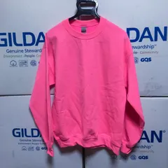 新品未使用 GILDAN ギルダン セットイン トレーナー セーフティピンク XS,S,M,L,XLサイズ ピンク色 8.0oz ネオンピンク セーフティーピンク 無地 裏起毛 長袖 クルーネック スウェット スエット セットアップ セットイン ミリタリー