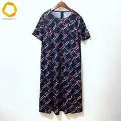 #snc レリアン Leilian ワンピース 13+ 濃紺 赤 ベージュ 半袖 ベルト柄 チェーン柄 大きいサイズ レディース [859272]