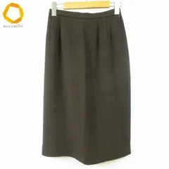 #a レリアン Leilian スカート タイト 9 茶 無地 ウール 日本製 レディース [972674] k01