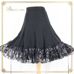 社交ダンス 衣装 スタンダード スカート レッスンウェア レディース オールシーズン ブラック系 黒 花柄 レース シック シンプル 練習着 スカートドレス ダンスウェア フラワーレース レッスン 練習用 ダンススタイル 高品質 日本製 おしゃれ 送料無料