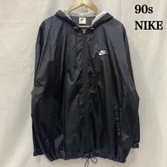 ナイキ 90s 00s 銀タグ フルジップナイロンジャンパー 刺繍ロゴ入り black × white メンズ M ISItems【USED】【古着】【中古】50147435