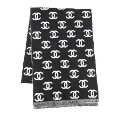 シャネル マフラー ココマーク ウール  カシミア リバーシブル AA7067 CHANEL ストール 黒 白