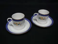 ■新品同様■ TIFFANY＆Co ティファニー フローラル デミタスカップ＆ソーサー 2客セット 食器 テーブルウェア ホワイト系 BQ1300