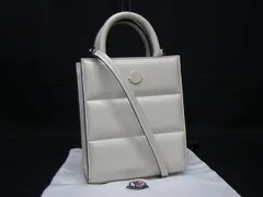 ■美品■ MONCLER モンクレール レザー クロスボディ 2WAY ハンドバッグ トート ショルダー 斜め掛け アイボリー系 FU5795のサムネイル