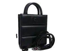■新品同様■ MONCLER モンクレール レザー 2WAY クロスボディ ハンドバッグ トート ショルダー 斜め掛け ブラック系 FU5790