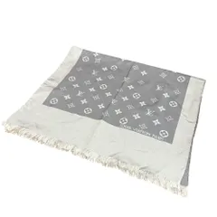 美品 LOUIS VUITTON ルイヴィトン モノグラム柄 ストール グレー レディース 古着 中古 USED